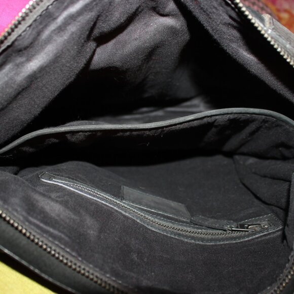 AllSaints Thorpe Messenger Bag Black Suede & Leather XL Orig $499 Excellent - Picture 6 of 13